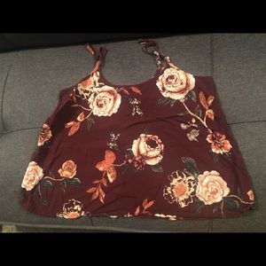 Living Doll Burgundy floral crop top